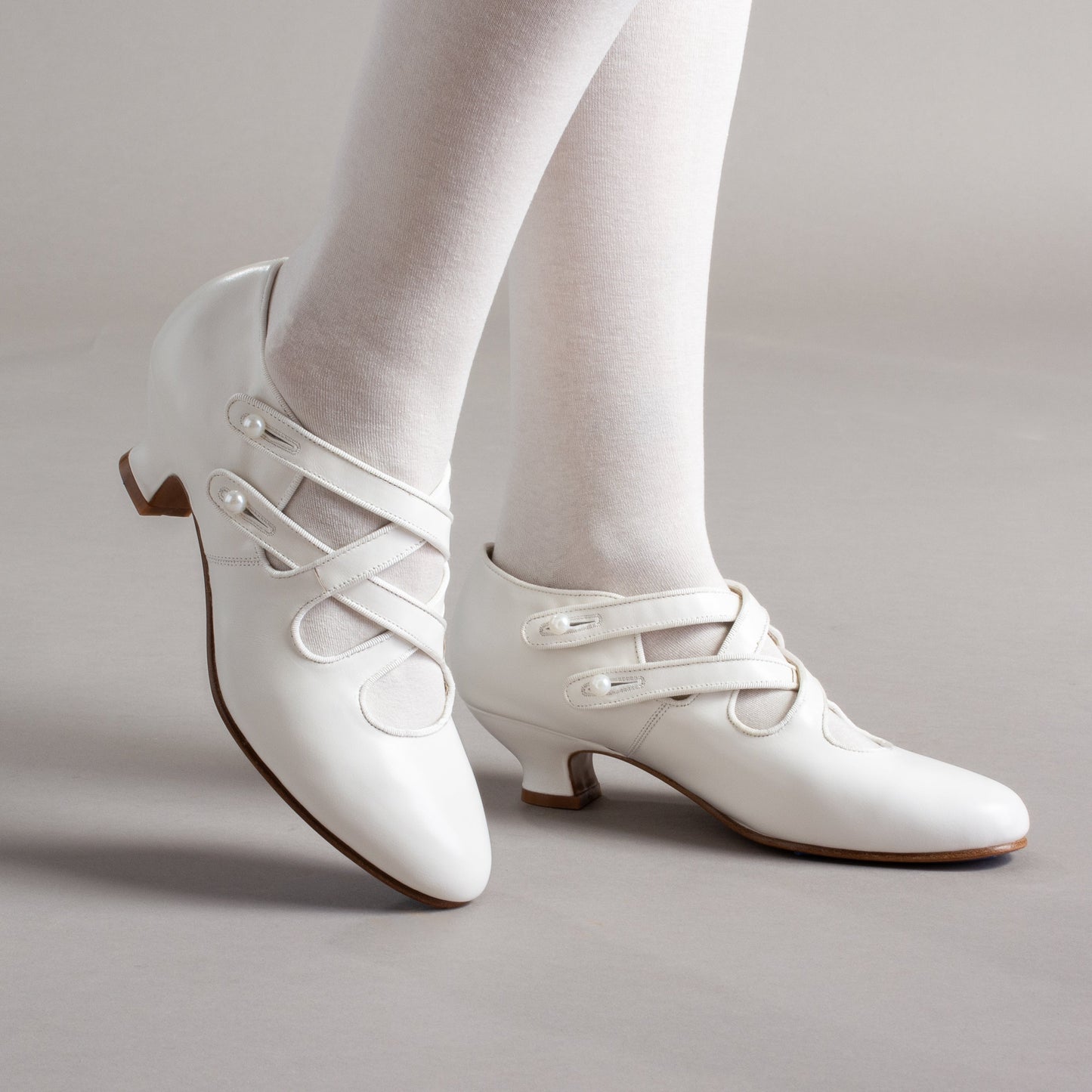 Astoria Edwardian Leather Shoes (Soft Ivory) American Duchess