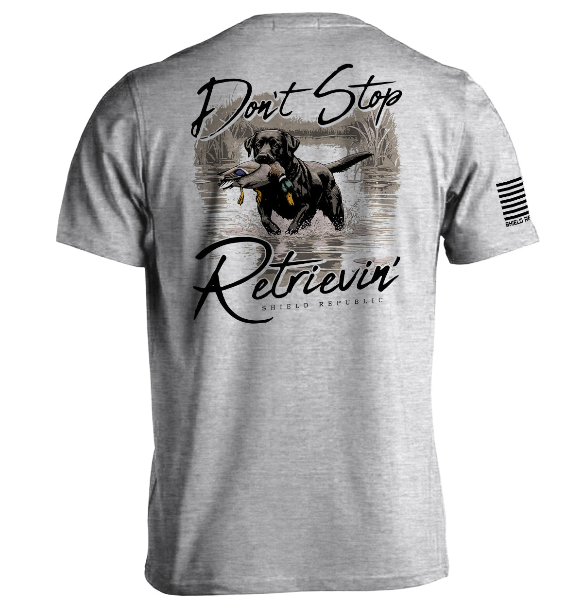 Don't Stop Retrievin' Black Lab Shield Republic