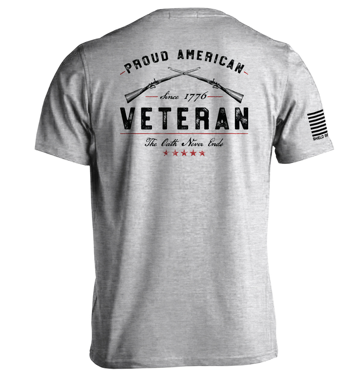 Proud American Veteran The Oath Never Ends Shield Republic