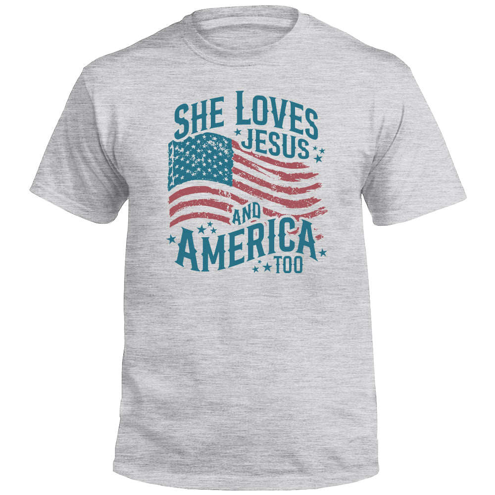 She Loves Jesus And America Too (Front) Shield Republic