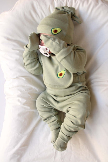 Avocado Patterned 5 Piece Newborn Set Honey and Hive