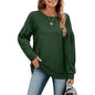 Solid Color Women's Sweatshirt with Round Neck Design