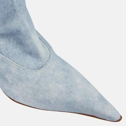 Women's Ultra-High Heel Denim Pointed Toe Catwalk Knee Boots Country in My Heart