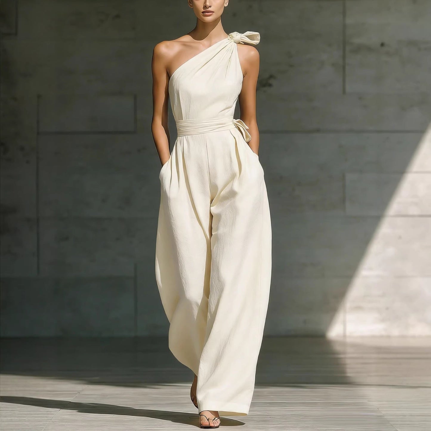 Women's Sleeveless Halter Neck Cinched Waist Slim Jumpsuit – 6 Colors S–2XL FitiqueFit