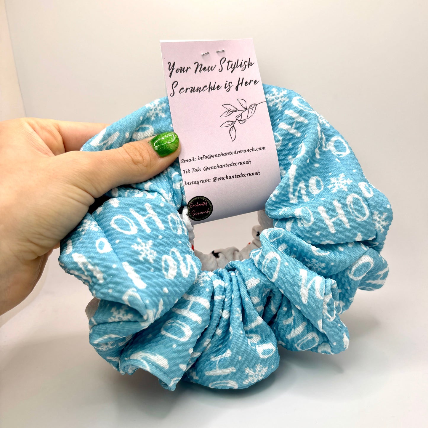 Snowman and Blue HoHoHo Christmas Scrunchie Set Enchanted Scrunch