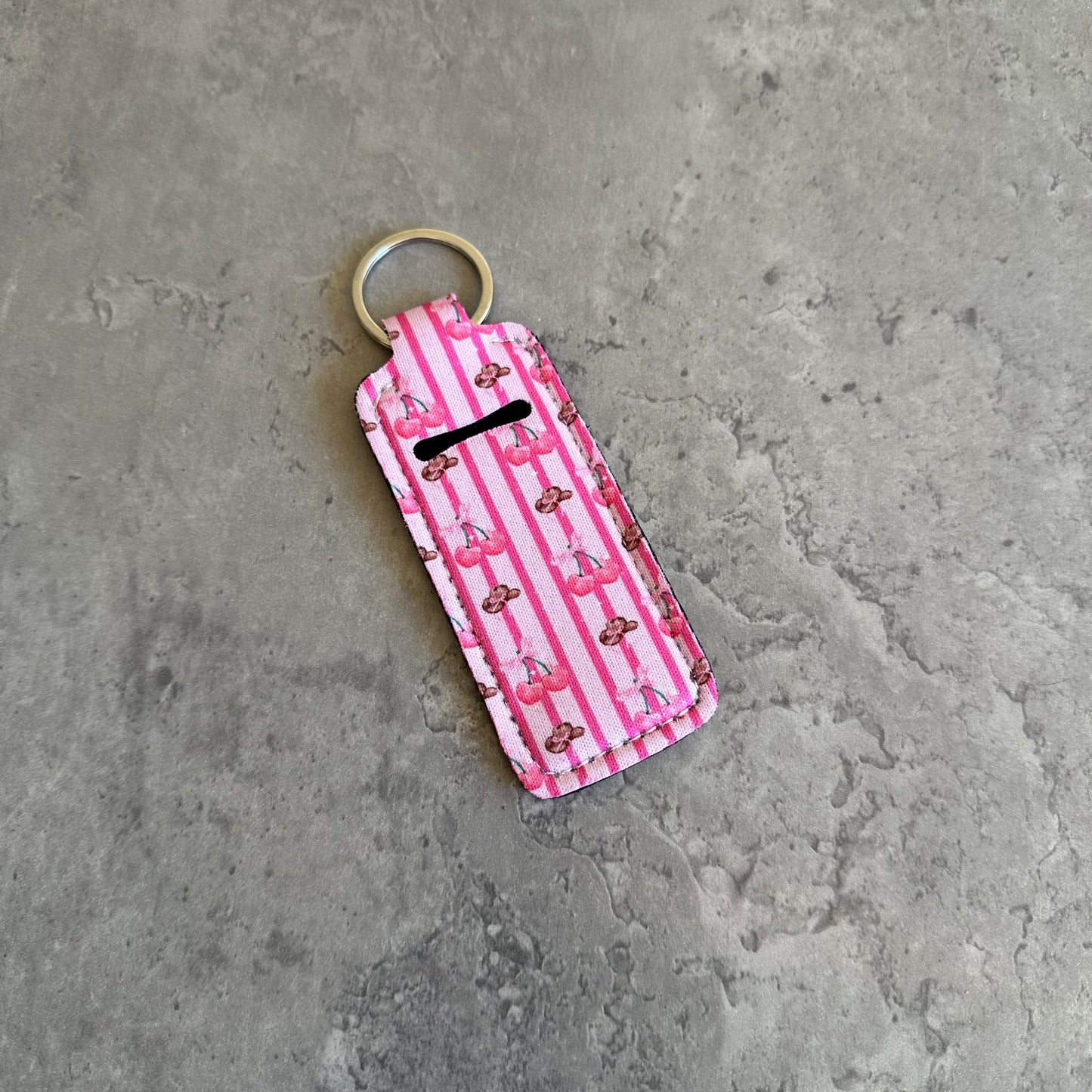 Chapstick Holder Keychain – Cow Print, Camo Pink Bow, Cowboy Toile, Barn Toile, croquette, duck, moon BashDesignsCo