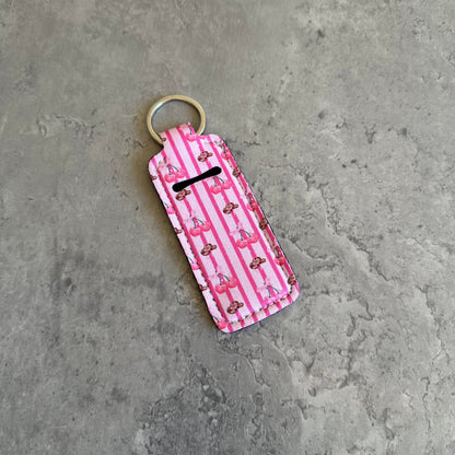 Chapstick Holder Keychain – Cow Print, Camo Pink Bow, Cowboy Toile, Barn Toile, croquette, duck, moon BashDesignsCo