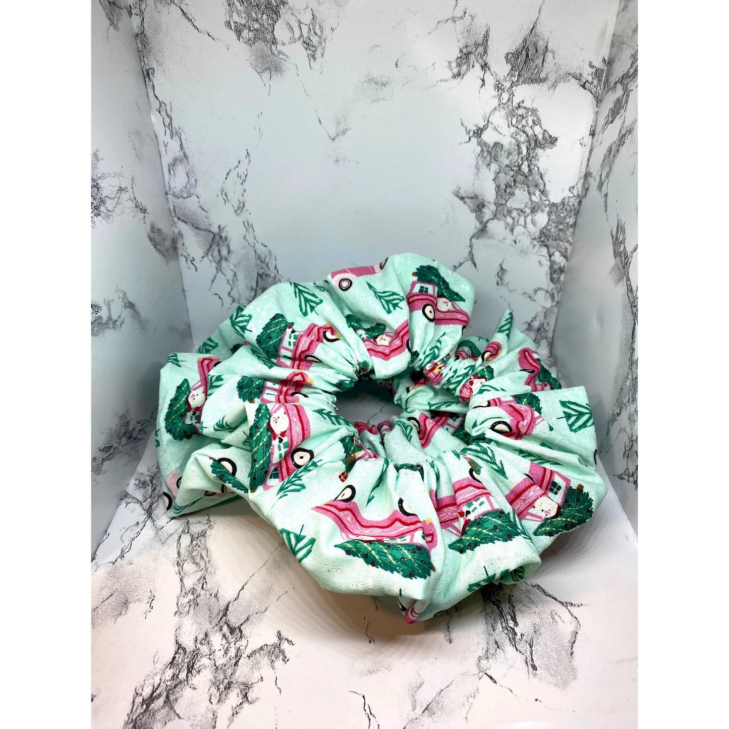 Blue Tree Car Christmas Scrunchie Enchanted Scrunch