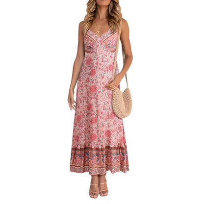 Women's Casual Boho Floral V-Neck Summer Dress