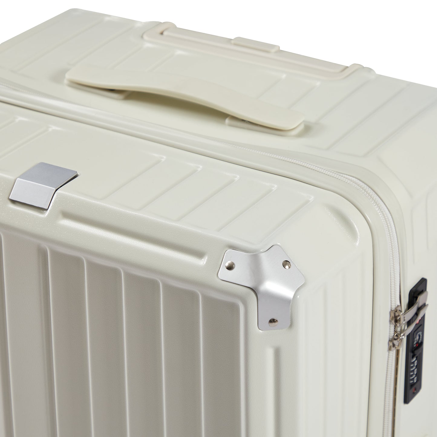 Luggage Set 4 pcs (20"/24"/29"/Travel Bag), PC+ABS Durable Lightweight Luggage with Collapsible Cup Holder、 TSA Lock, White