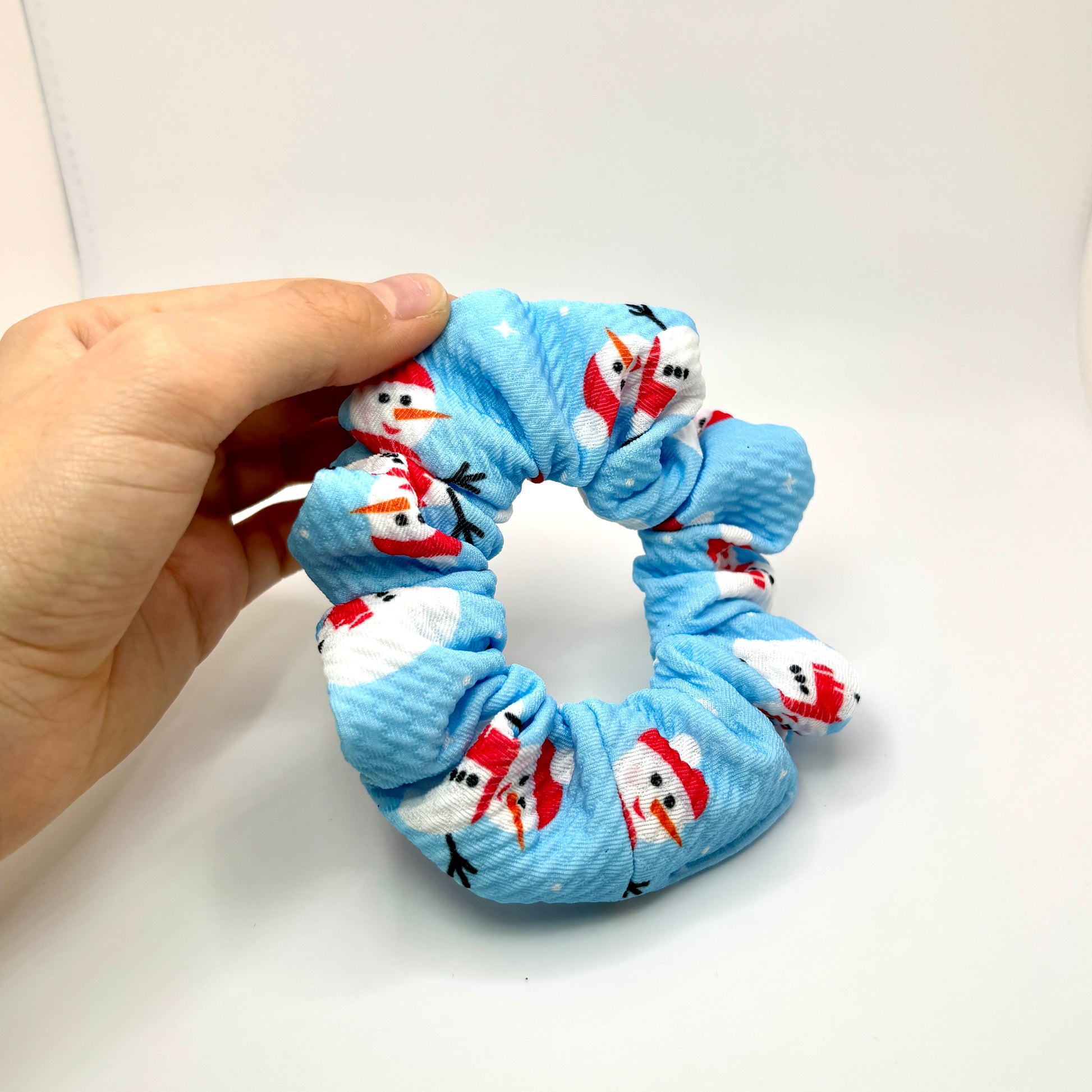 Mini Blue Snowman Christmas Bullet Scrunchie Enchanted Scrunch