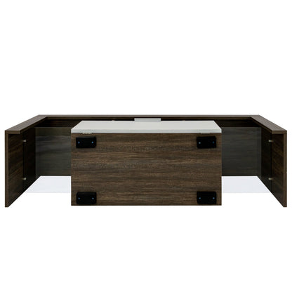 20 minutes quick assembly brown simple modern TV stand cabinet Brown + whiteTV bracket