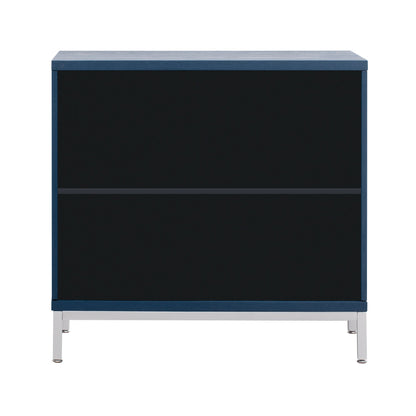 Simple Storage Cabinet Accent Cabinet with Solid Wood Veneer and Metal Leg Frame for Living Room, Entryway, Dining Room (Navy)