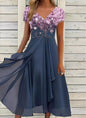 Serene Blooms Chiffon Patchwork Dress | Elegant Floral Dress for Summer Country in My Heart