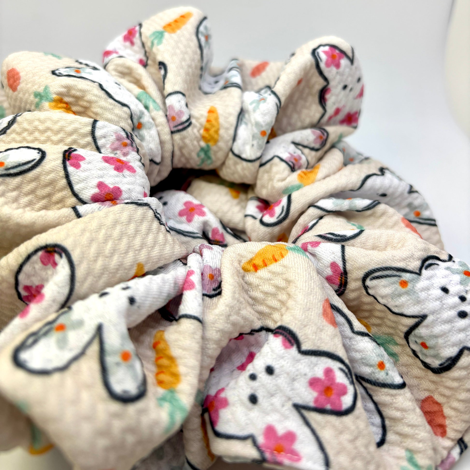Beige Flower Peep Easter Bullet Scrunchie Enchanted Scrunch
