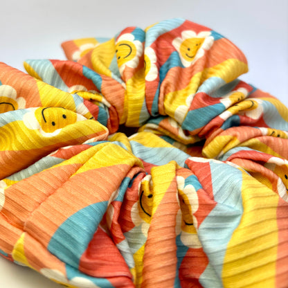 Smiley Daisy Boho Ribbed Scrunchie Enchanted Scrunch
