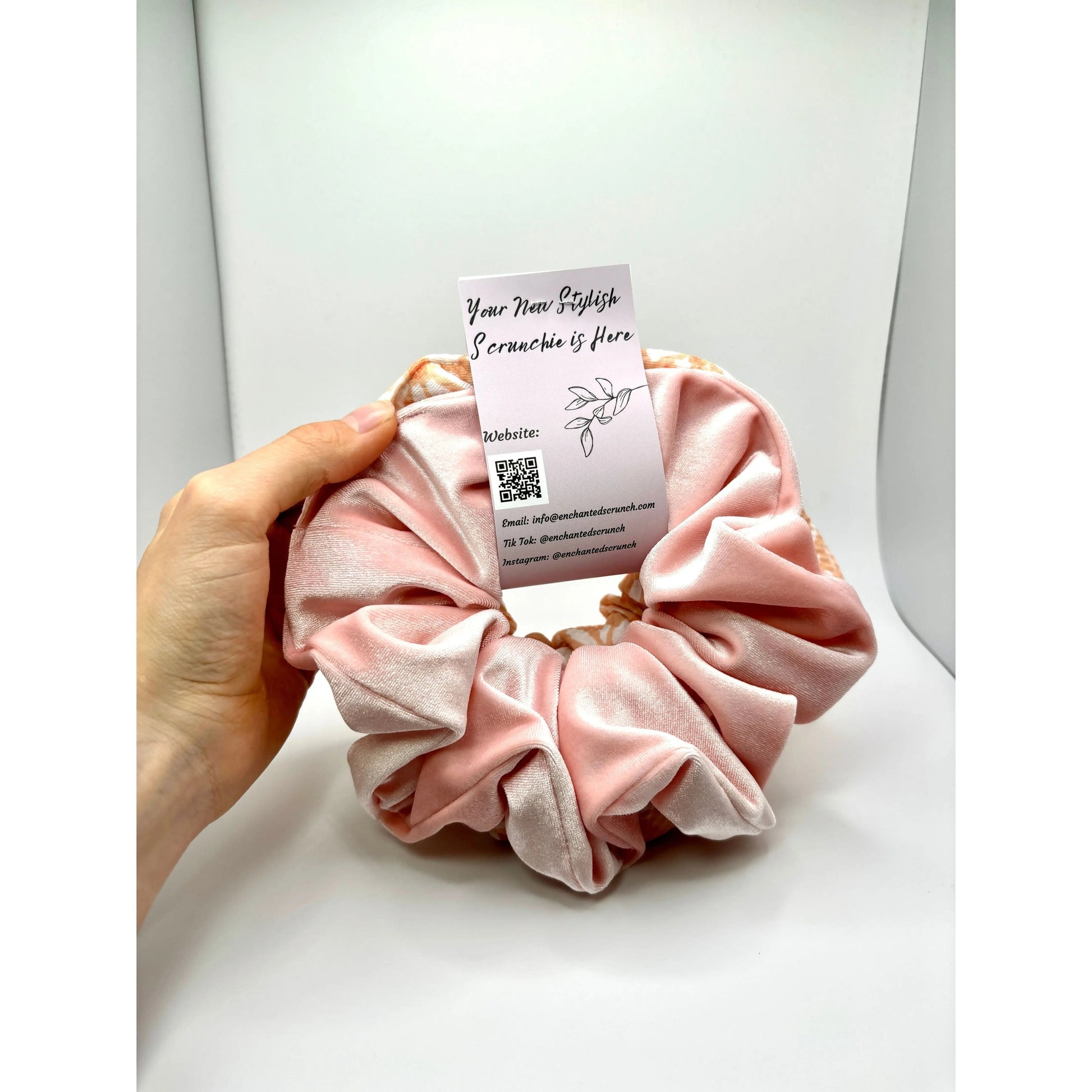 Pink Floral & Pink Velvet Scrunchie Set Enchanted Scrunch