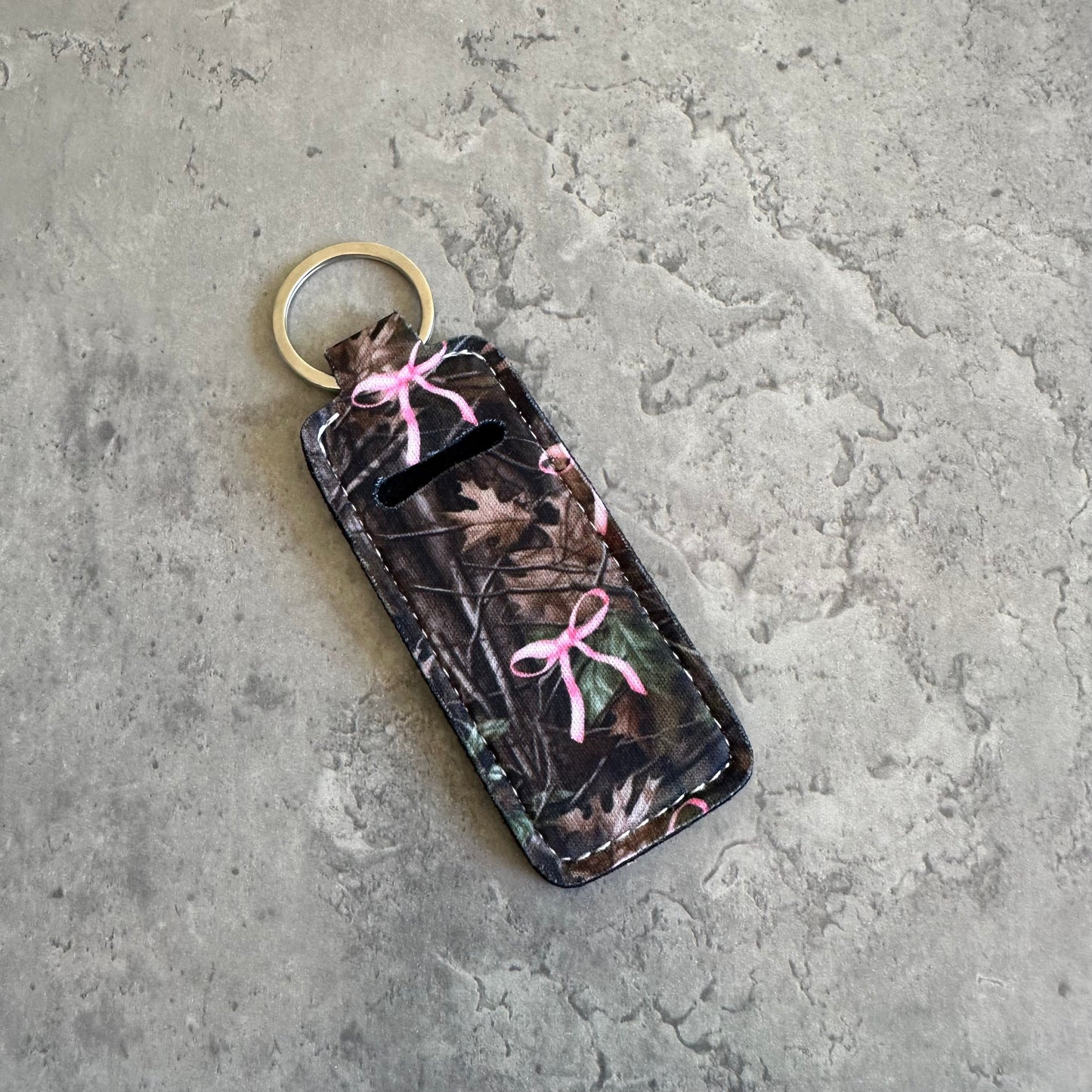 Chapstick Holder Keychain – Cow Print, Camo Pink Bow, Cowboy Toile, Barn Toile, croquette, duck, moon BashDesignsCo