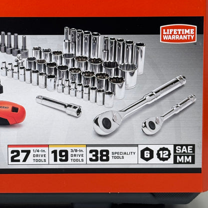 CRESCENT 1/4-Inch & 3/8-Inch Drive 6 & 12 Point SAE/Metric Mechanics Tool Set PayWut