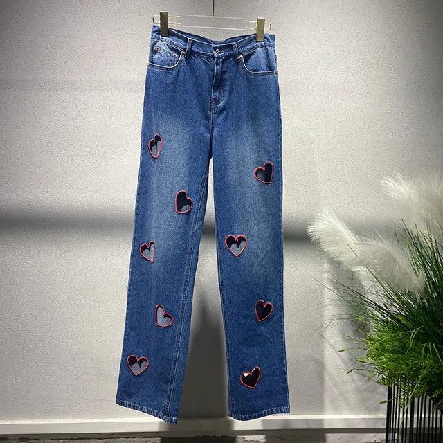 Heart Cutout Wide Leg Jeans | Romantic Wear for Women Country in My Heart