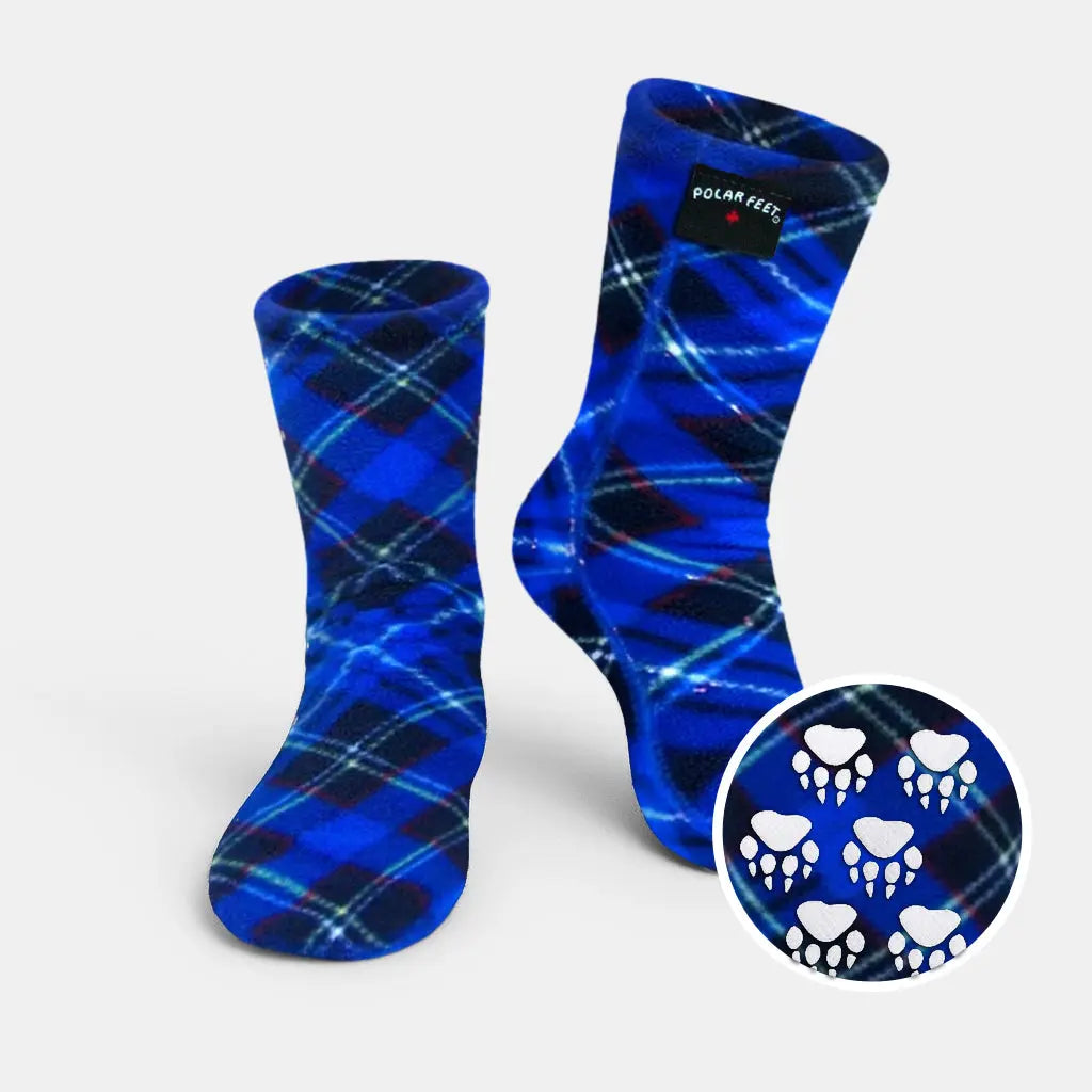 Kids' Nonskid Fleece Socks - Blue Argyle Polar Feet® LLC