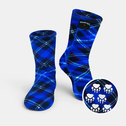 Kids' Nonskid Fleece Socks - Blue Argyle Polar Feet® LLC