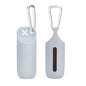 Silicone dog poop bag holder with dispenser, portable, hanging ring & storage case