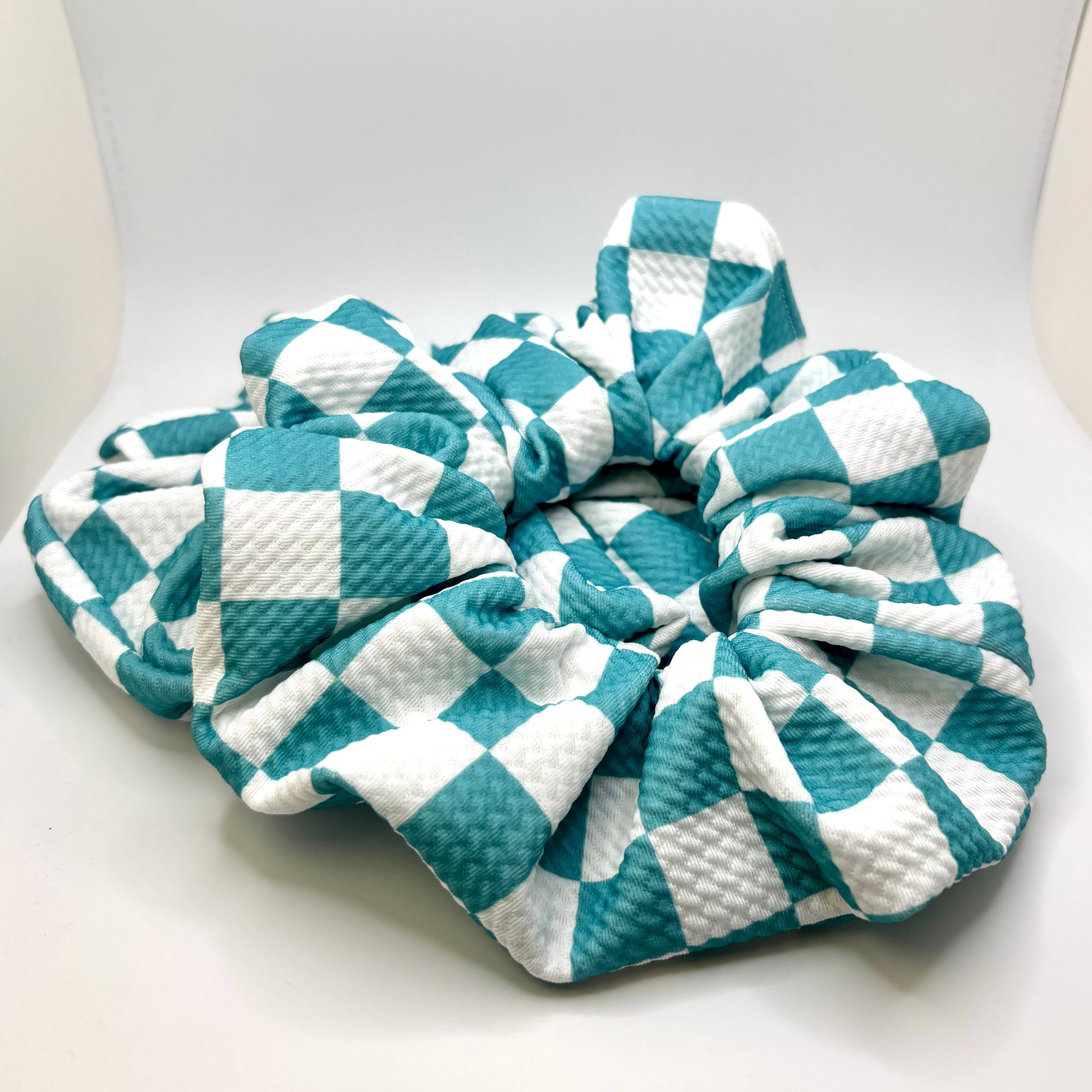 Blue Checkered Bullet Scrunchie Enchanted Scrunch