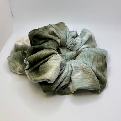 Dark Sage Green Tie Dye Ribbed Scrunchie Enchanted Scrunch