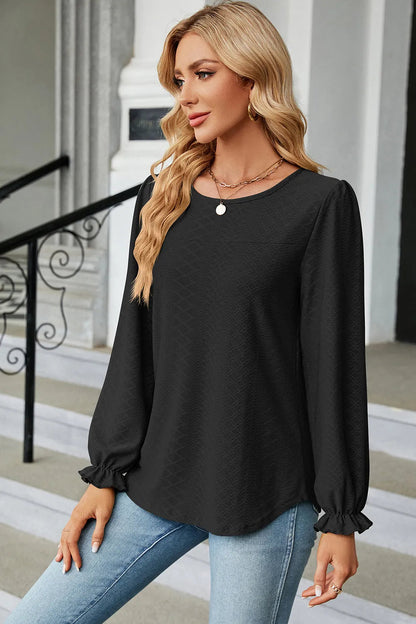 🌸 Round Neck Flounce Sleeve T-Shirt FitiqueFit