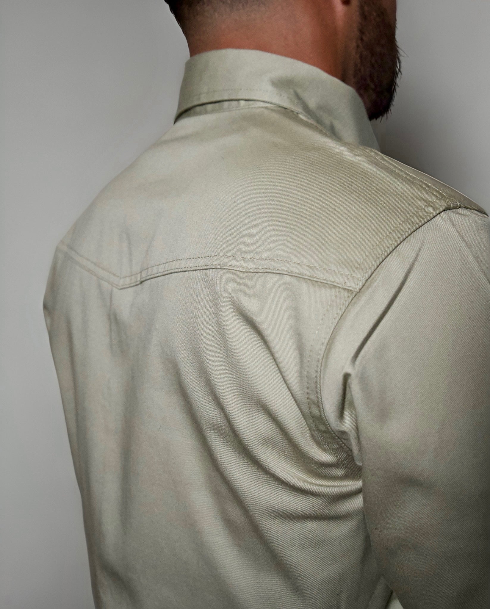 FR Western Style Pearl Snap - Khaki Static FR