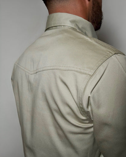FR Western Style Pearl Snap - Khaki Static FR