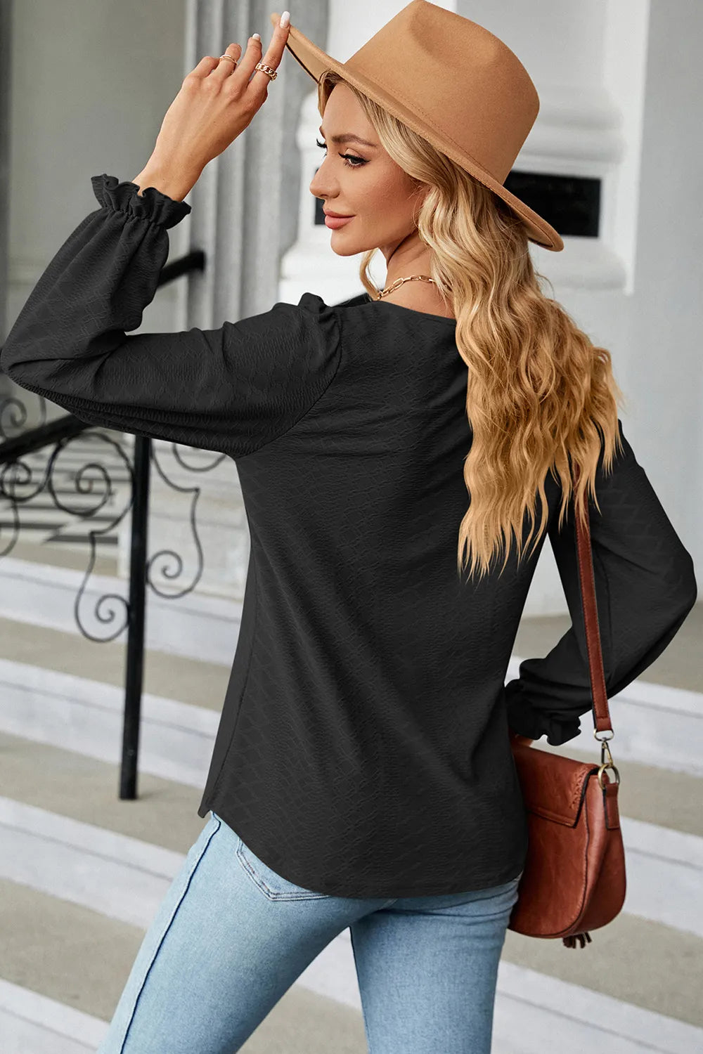 🌸 Round Neck Flounce Sleeve T-Shirt FitiqueFit