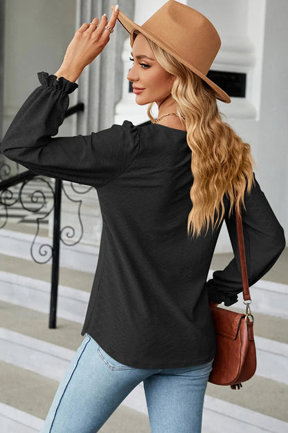 🌸 Round Neck Flounce Sleeve T-Shirt FitiqueFit