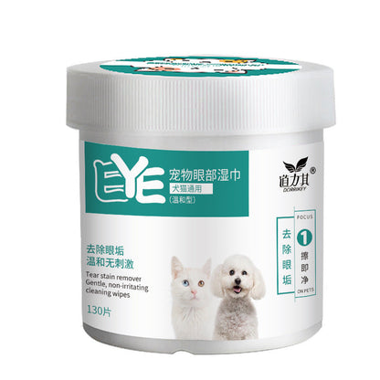 Pet Wet Wipes 130 Sheets/Box for Dogs and Cats, Universal Cat Eye Wipes and Dog Ear Cleaning Pet Supplies