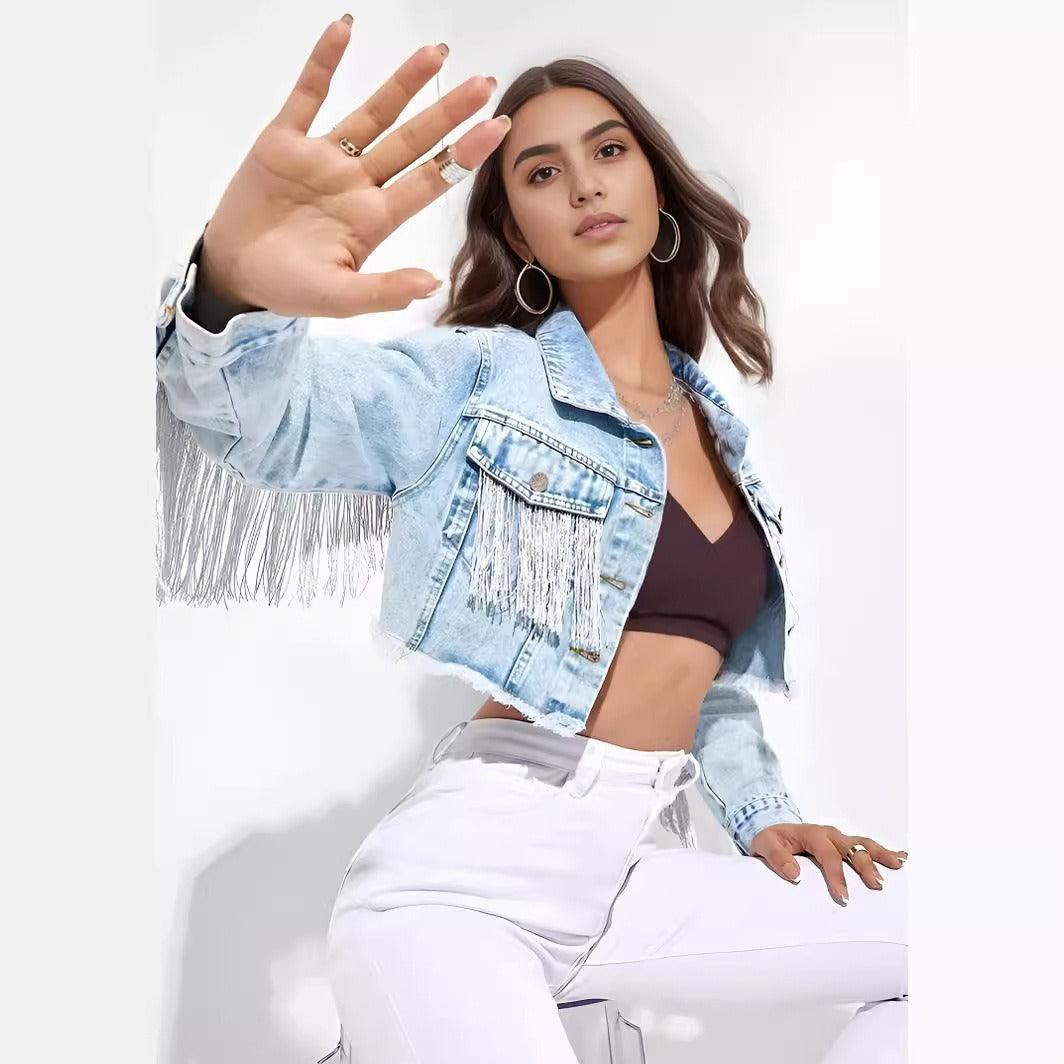 Fringe Rider Short Denim Jacket Country in My Heart