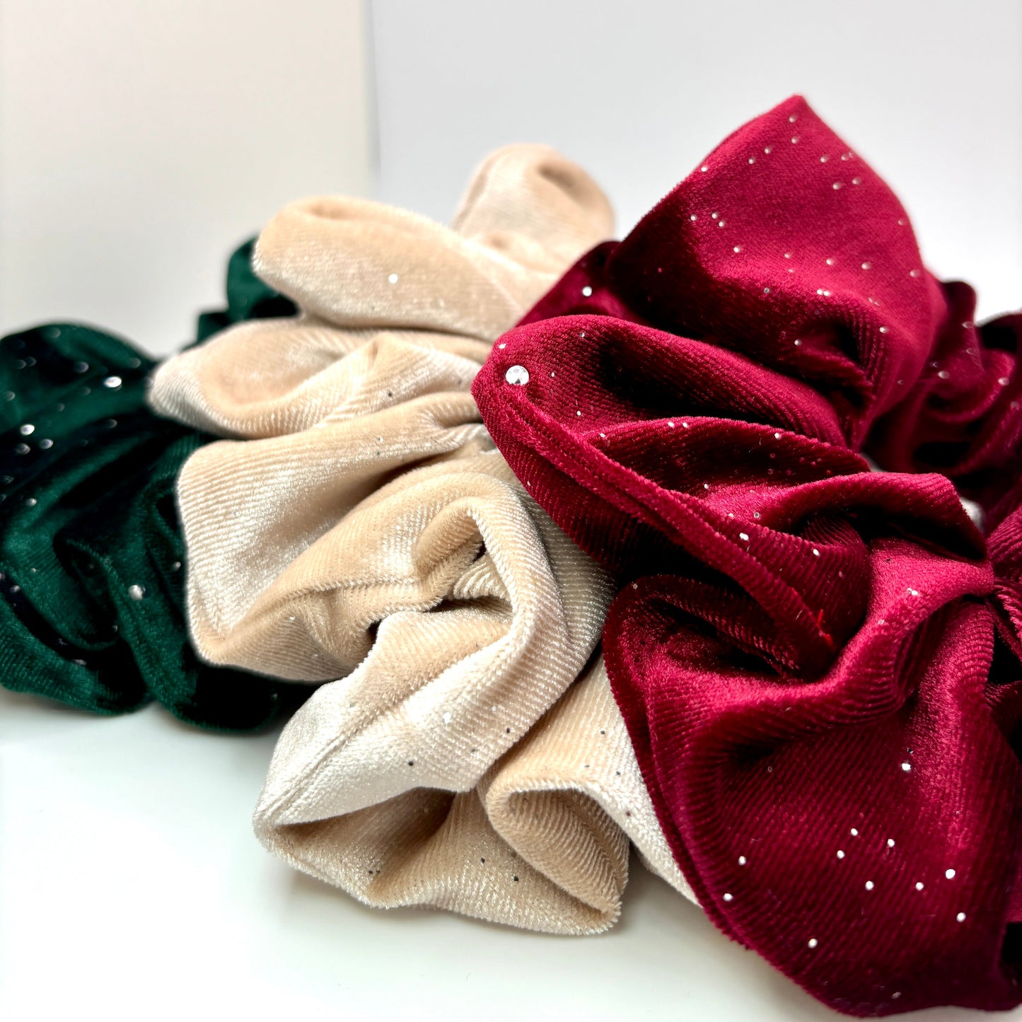 Christmas Sparkle Velvet Scrunchie Trio Enchanted Scrunch