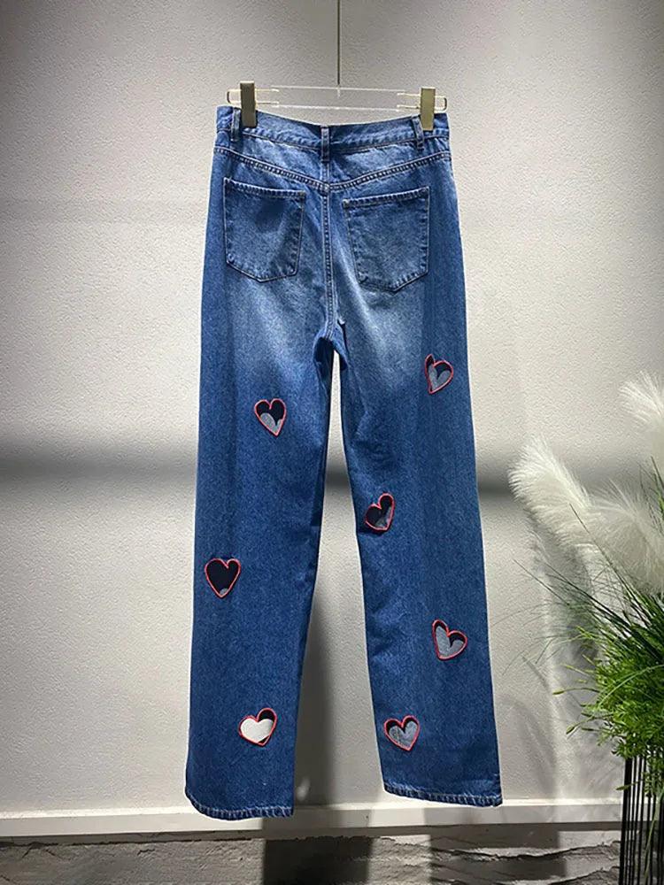 Heart Cutout Wide Leg Jeans | Romantic Wear for Women Country in My Heart