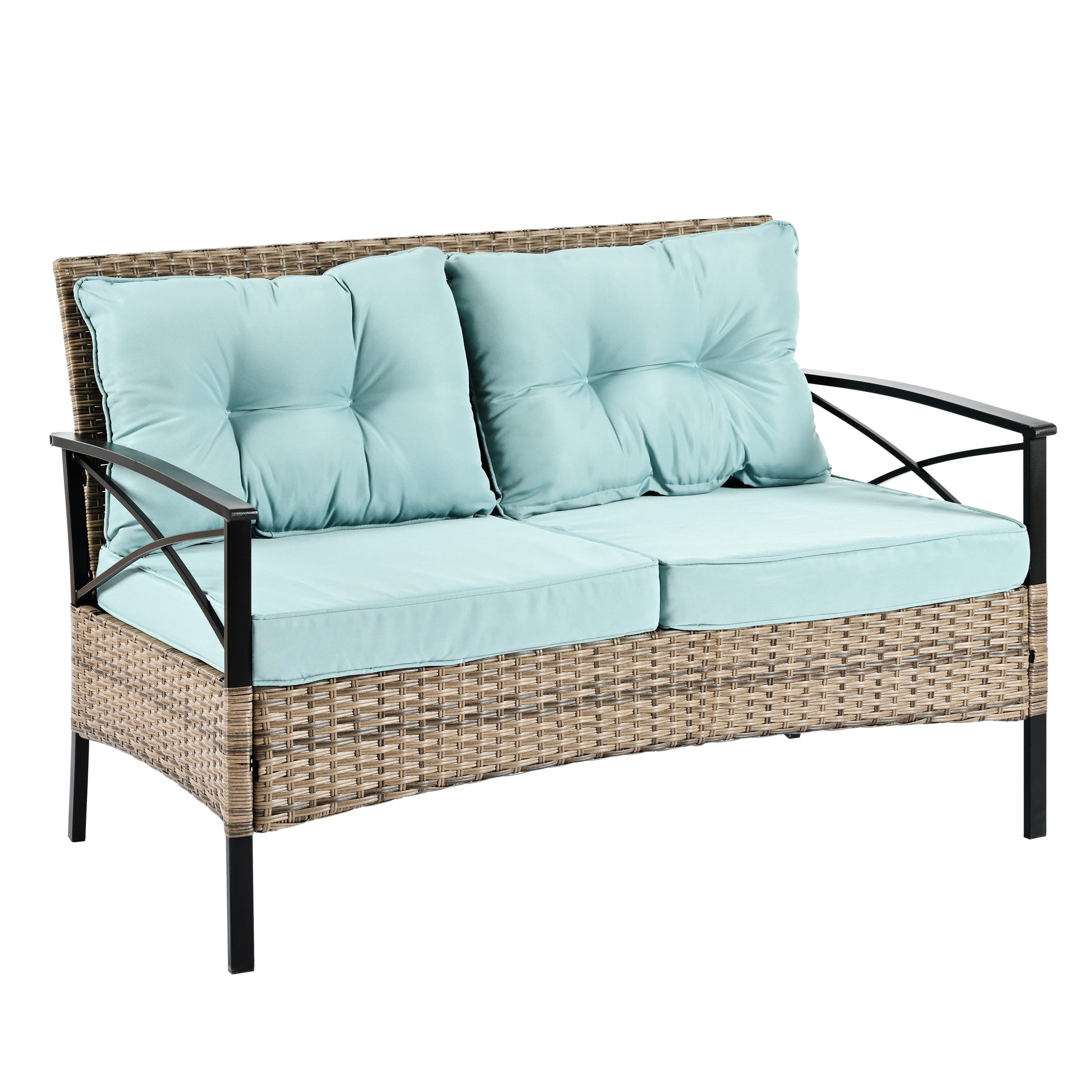 Patio Furniture, Outdoor Furniture, Seasonal PE Wicker Furniture, Four Set Wicker Furniture With Black Metal Table V.I.P Digital Presence