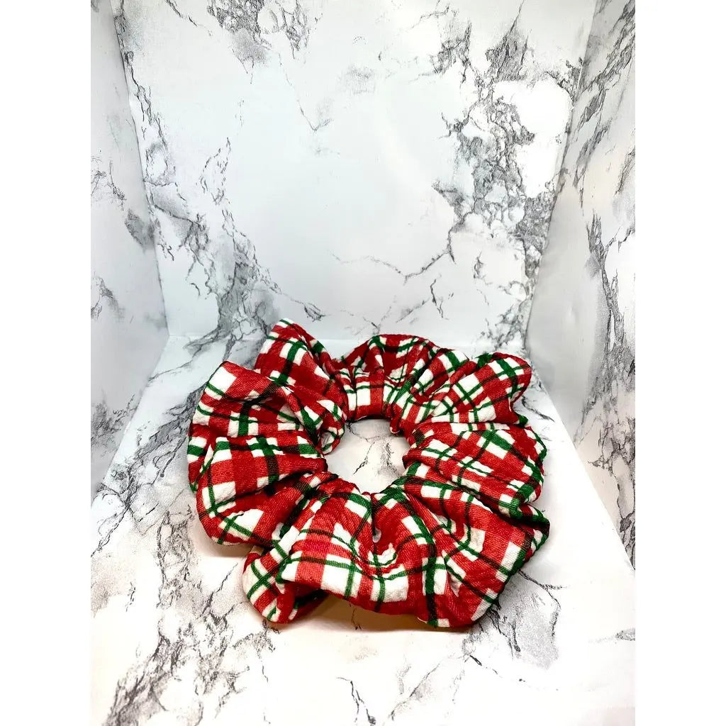 Red Plaid Christmas Bullet Scrunchie Enchanted Scrunch