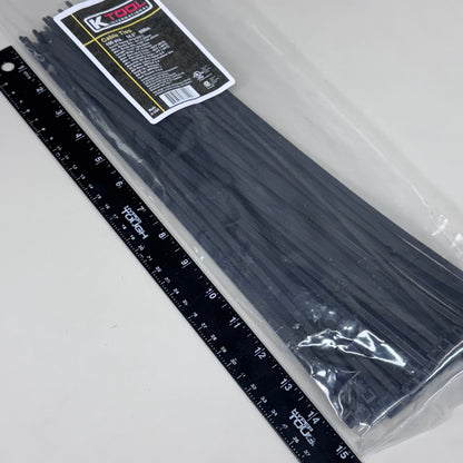 KTOOL (300 PACK)Cable Ties 50lbs Tensile Rating 14"L Strap Width 18" Black Nylon PayWut