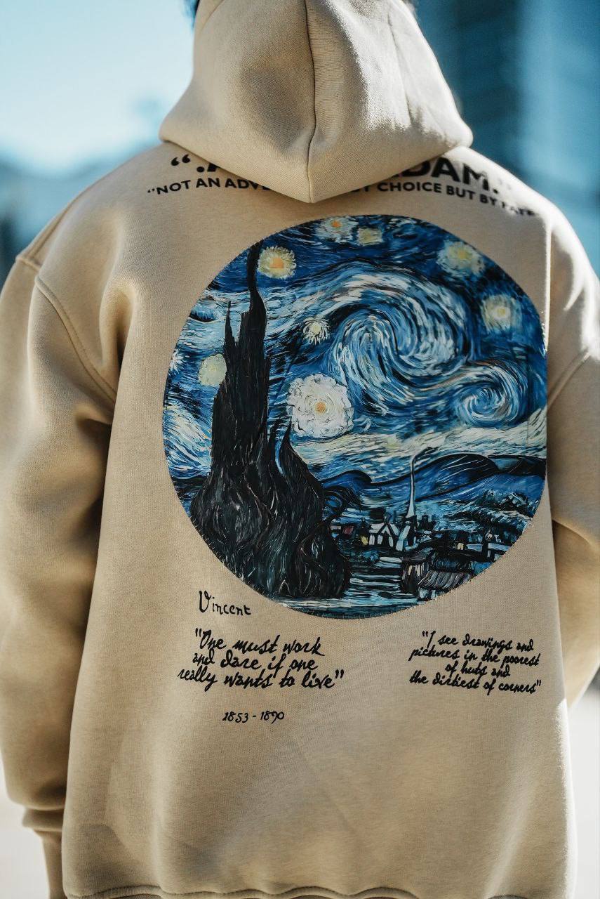 Starry Night Inspired Oversized Hoodie – Artistic Streetwear Unisex Withinblack