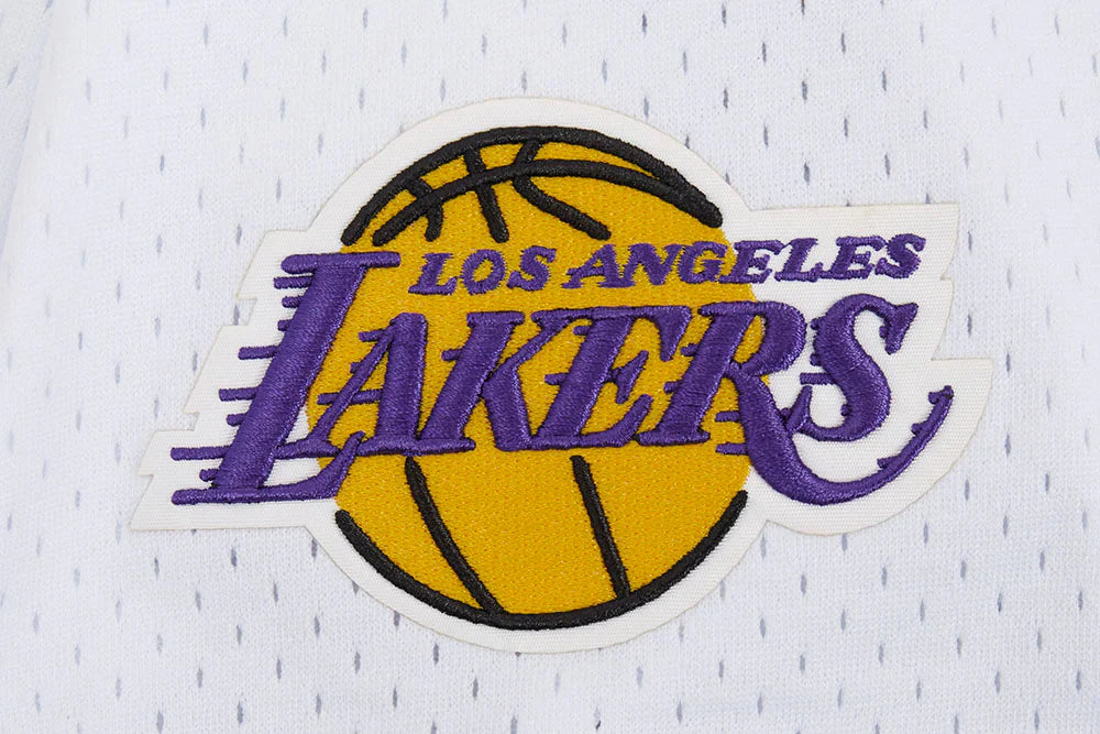 Pro Standard LA Lakers Script Tail Mesh Button Down Shirt - White/Black Denim Exchange