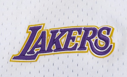 Pro Standard LA Lakers Script Tail Mesh Button Down Shirt - White/Black Denim Exchange