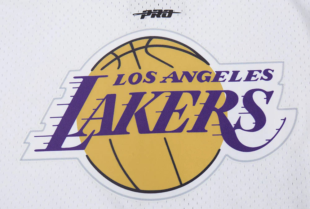 Pro Standard LA Lakers Script Tail Mesh Button Down Shirt - White/Black Denim Exchange