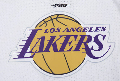 Pro Standard LA Lakers Script Tail Mesh Button Down Shirt - White/Black Denim Exchange