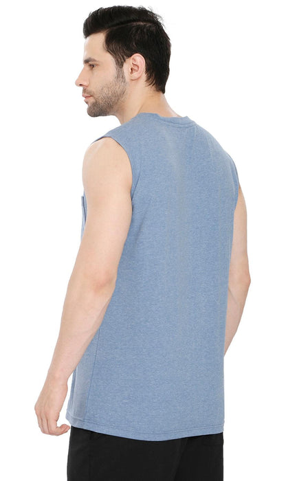 Men’s Sleeveless Crew Neck T-Shirt – Regular Fit, Heavier Cotton Blend Jersey with Chest Pocket TURTLE BAY APPAREL