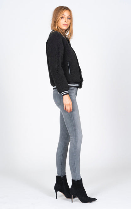 Varsity Jacket - Black Sherpa Black Orchid Denim
