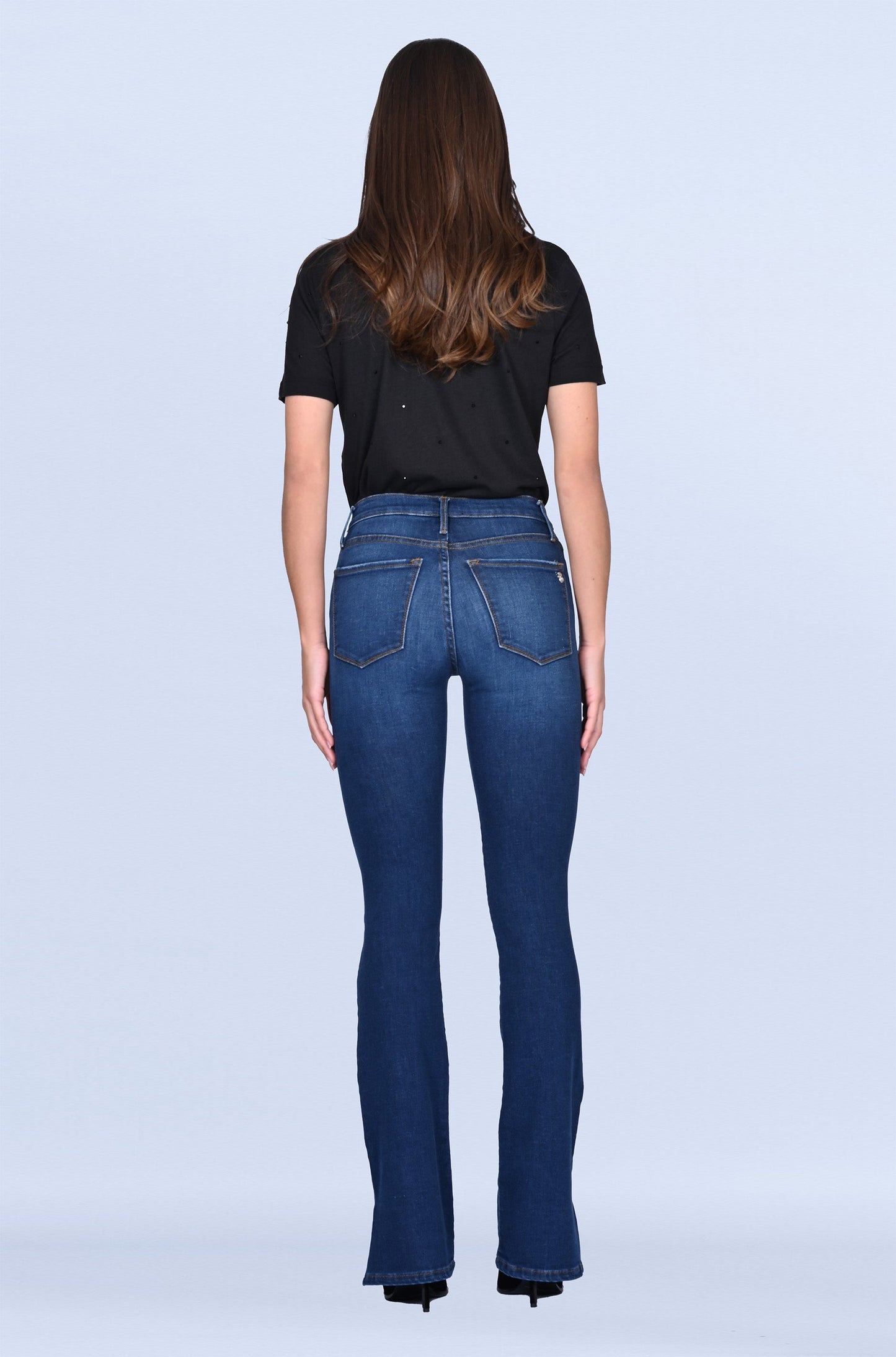 Talissa High Waisted Slice Heel - Make It Rain Black Orchid Denim
