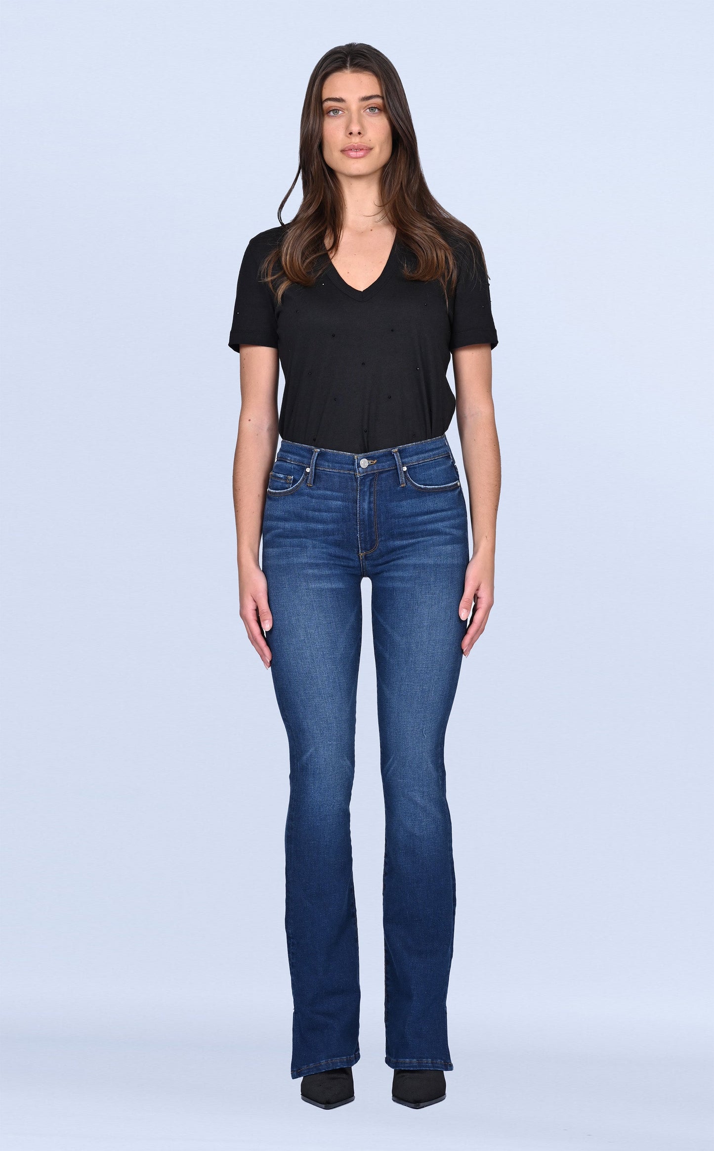 Talissa High Waisted Slice Heel - Make It Rain Black Orchid Denim